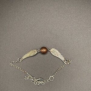 Angel Wing Bracelet Silver Tone Adjustable Dainty Minimalist Jewelry